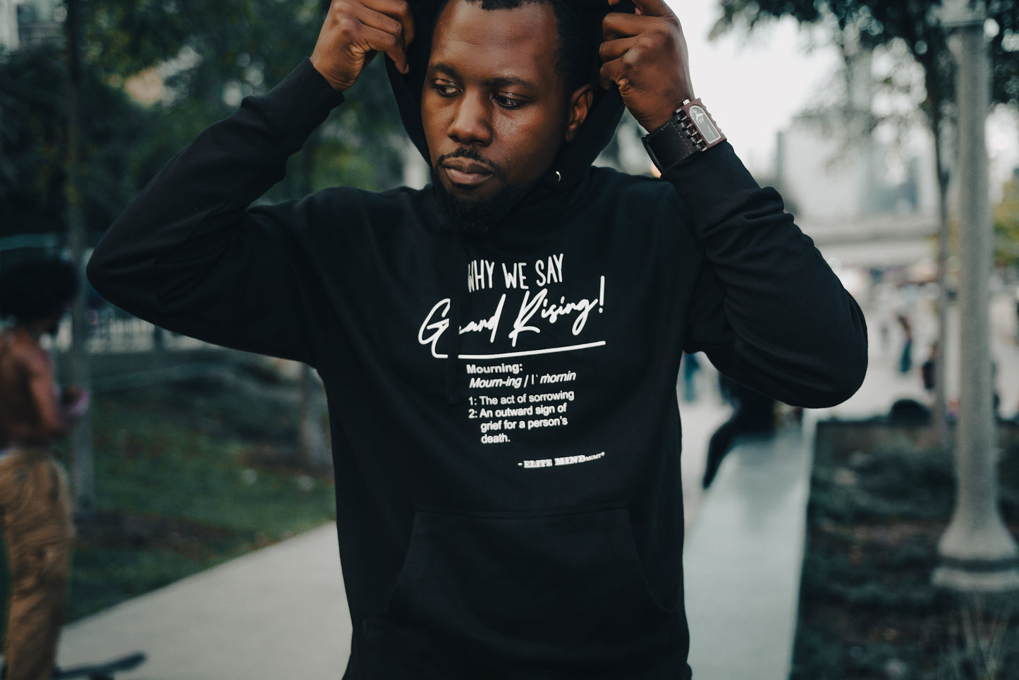 "Why We Say Grand Rising" Black Short-Sleeve T-Shirt